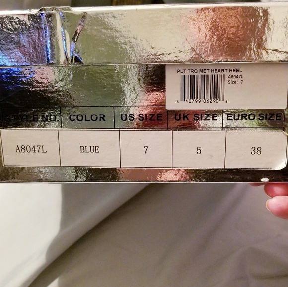 TUK A8047L Blue Black Platform Heels Hearts Bows - Picture 3 of 5